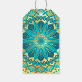 Blaue Gold-Blumen-Mandala Geschenkanhänger (Rückseite)