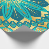 Blaue Gold-Blumen-Mandala Geschenkpapier (Ecke)