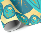 Blaue Gold-Blumen-Mandala Geschenkpapier (Rolleneckpunkt)