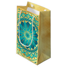 Blaue Gold-Blumen-Mandala