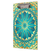 Blaue Gold-Blumen-Mandala Klemmbrett (Links)