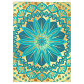 Blaue Gold-Blumen-Mandala Klemmbrett (Rückseite)