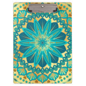 Blaue Gold-Blumen-Mandala Klemmbrett (Vorderseite)