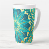 Blaue Gold-Blumen-Mandala Milchtasse (Rechte Ecke)