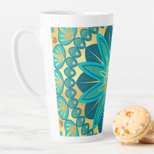Blaue Gold-Blumen-Mandala Milchtasse