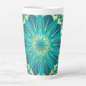 Blaue Gold-Blumen-Mandala Milchtasse (Vorderseite)
