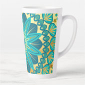 Blaue Gold-Blumen-Mandala Milchtasse (Rechts)