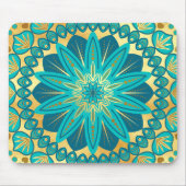 Blaue Gold-Blumen-Mandala Mousepad (Vorne)
