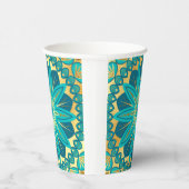 Blaue Gold-Blumen-Mandala Pappbecher (Rechts)