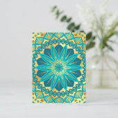 Blaue Gold-Blumen-Mandala Postkarte (Stehend Vorderseite)
