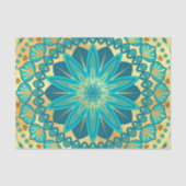 Blaue Gold-Blumen-Mandala Seidenpapier (Vorderseite)