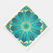 Blaue Gold-Blumen-Mandala Serviette (Ecke)