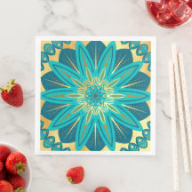 Blaue Gold-Blumen-Mandala
