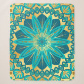 Blaue Gold-Blumen-Mandala Sherpadecke (Vorderseite)