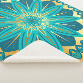 Blaue Gold-Blumen-Mandala Sherpadecke (3/4)