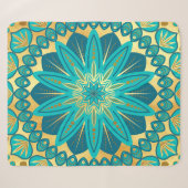 Blaue Gold-Blumen-Mandala Sherpadecke (Vorderseite (Horizontal))