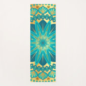 Blaue Gold-Blumen-Mandala Yogamatte (Vorderseite)