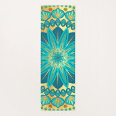 Blaue Gold-Blumen-Mandala Yogamatte (Rückseite)