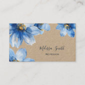 Blaue Gold Blumen Rustikal Visitenkarte (Vorderseite)