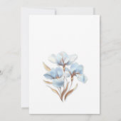 Blaue Gold Blumen Weiß Einladung (Rückseite)