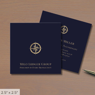 Blaue Gold-Compass-Logo Quadratische Visitenkarte