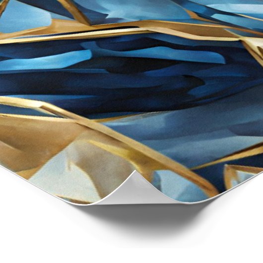 BLAUE GOLD CRYSTAL MOSAIC WALL ART POSTER (Ecke)