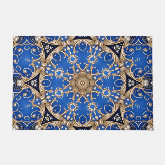 Blaue Gold Deko-Fußmatte Fußmatte (Vorderseite)