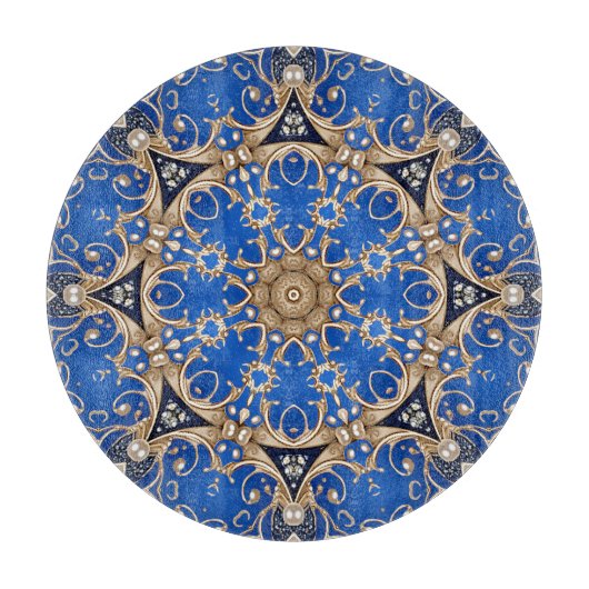 Blaue Gold Deko-Schneidbrett Schneidebrett (Vorderseite)