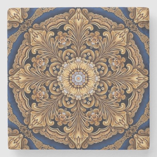 Blaue Gold-Dekorationsstein-Untersetzer Steinuntersetzer (Vorderseite)