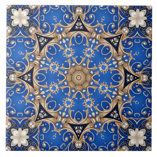 Blaue Gold Dekorative Keramikfliese (Vorderseite)