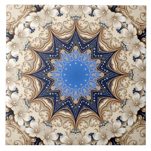 Blaue Gold Dekorative Keramikfliese (Vorderseite)