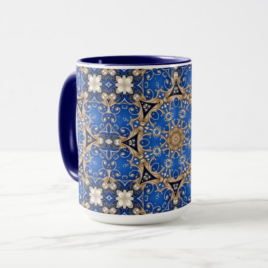 Blaue Gold Dekorative Tasse (Vorderseite Links)