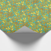 Blaue Gold Distel Geschenkpapier (Ecke)