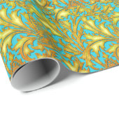Blaue Gold Distel Geschenkpapier (Rolleneckpunkt)