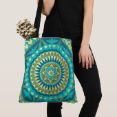 Blaue Gold-Fantasie-Mandala Tasche (Von Nahem)
