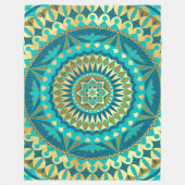 Blaue Gold-Fantasy-Mandala Fleecedecke (Vorderseite)