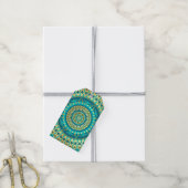 Blaue Gold-Fantasy-Mandala Geschenkanhänger (Mit Garn)