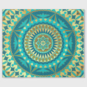 Blaue Gold-Fantasy-Mandala Geschenkpapier (Flach)
