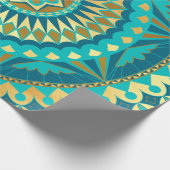 Blaue Gold-Fantasy-Mandala Geschenkpapier (Ecke)