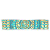 Blaue Gold-Fantasy-Mandala Kurzer Tischläufer (Horizontal)