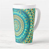 Blaue Gold-Fantasy-Mandala Milchtasse (Rechte Ecke)