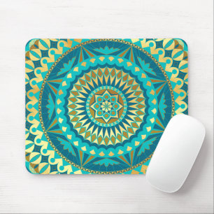 Blaue Gold-Fantasy-Mandala Mousepad
