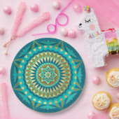 Blaue Gold-Fantasy-Mandala Pappteller (Party)