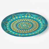 Blaue Gold-Fantasy-Mandala Pappteller (Schrägansicht)