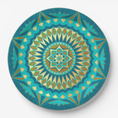 Blaue Gold-Fantasy-Mandala Pappteller (Vorderseite)