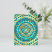 Blaue Gold-Fantasy-Mandala Postkarte (Stehend Vorderseite)