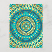 Blaue Gold-Fantasy-Mandala Postkarte (Vorderseite)