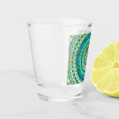 Blaue Gold-Fantasy-Mandala Schnapsglas (Links)