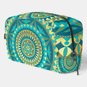 Blaue Gold-Fantasy-Mandala Waschbeutel