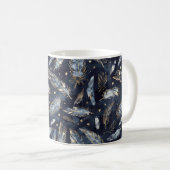 Blaue Gold Federn Sterne Kaffeetasse (VorderseiteRechts)